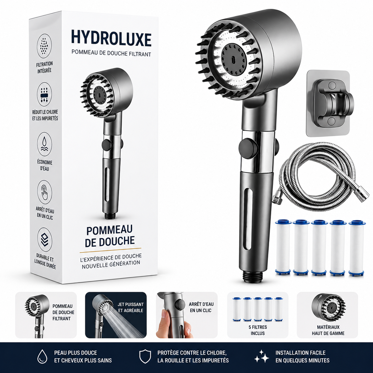Douche filtrante haute pression Hydroluxe™
