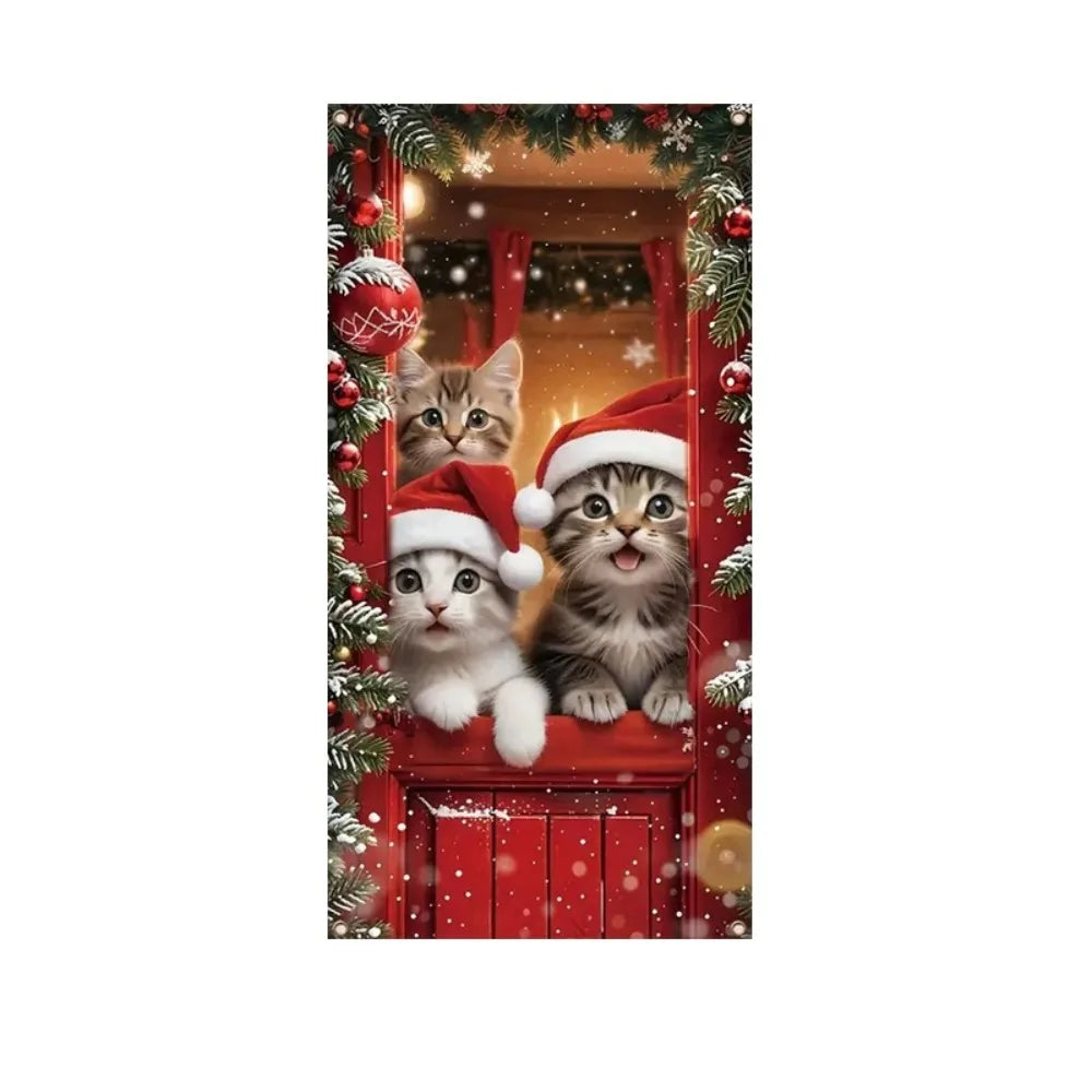 Décoration de porte de Noël avec animaux