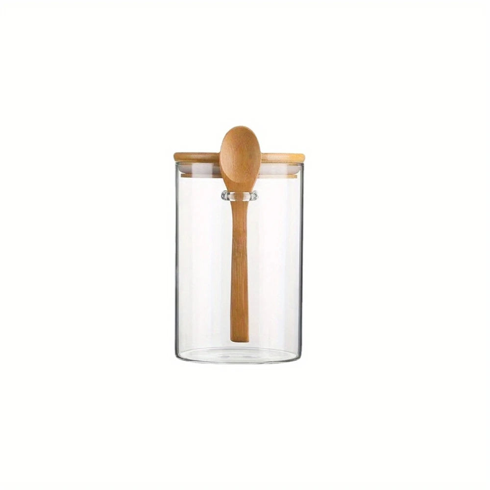 Pots en verre avec couvercle en bambou