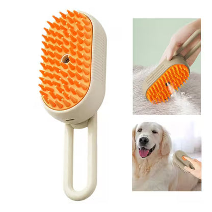 Éliminez les Poils Facilement | Brosse Vapeur 3-en-1 pour Chien et Chat
