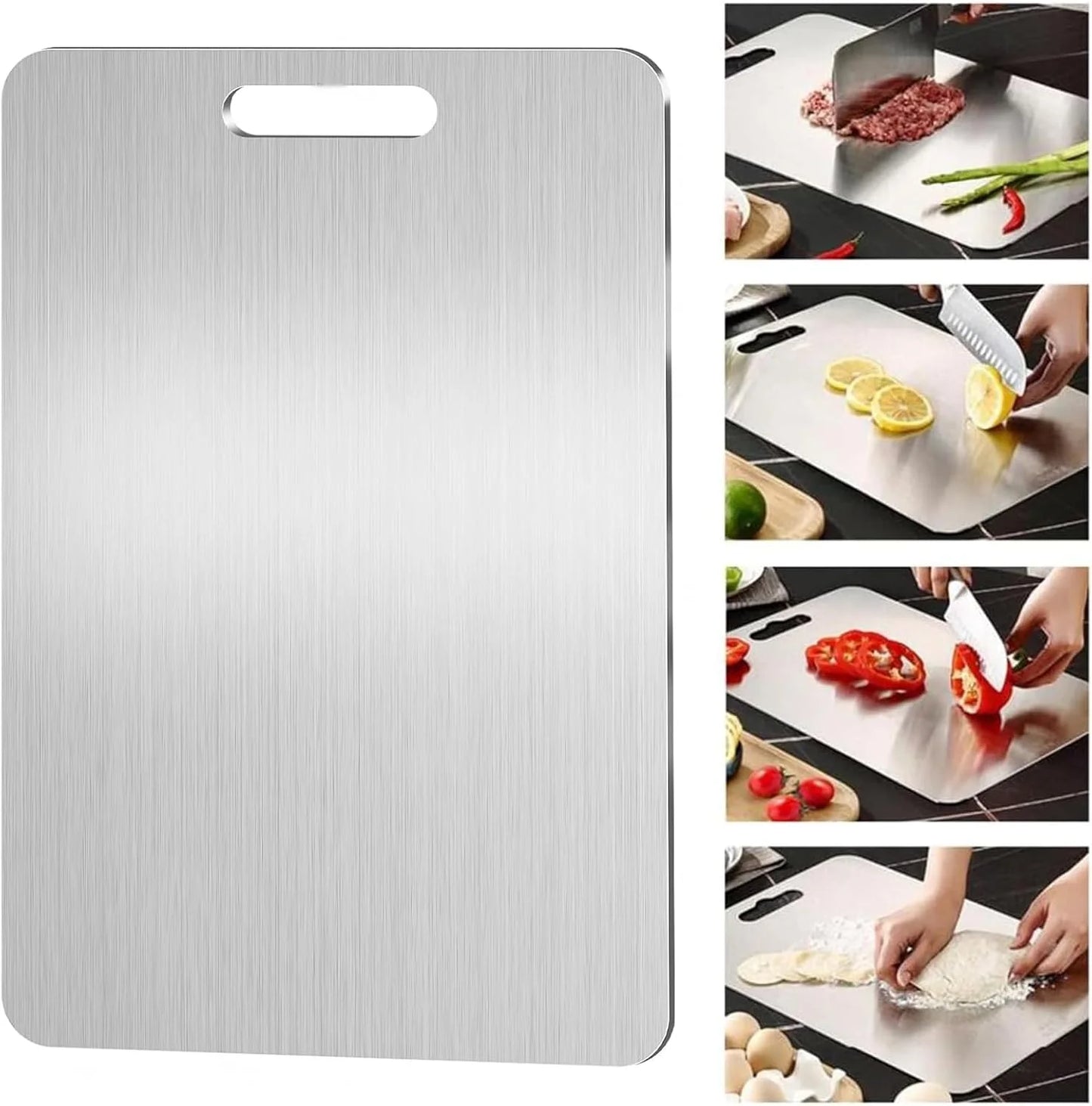 Lot de 2 Planches à Découper Inox Antidérapantes