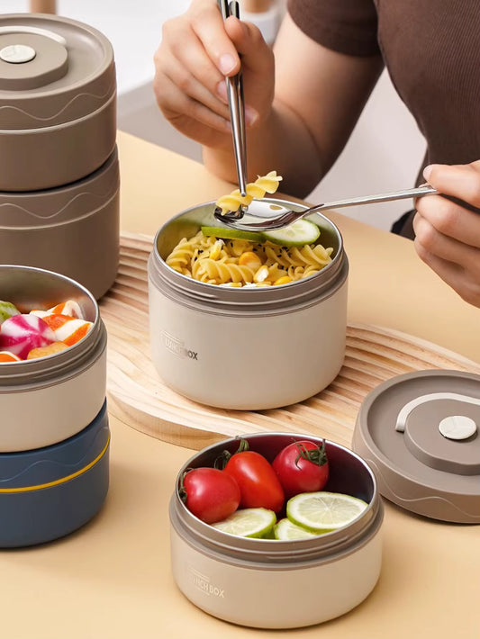 Set Bento Isotherme 3 Pièces Inox Micro-ondes