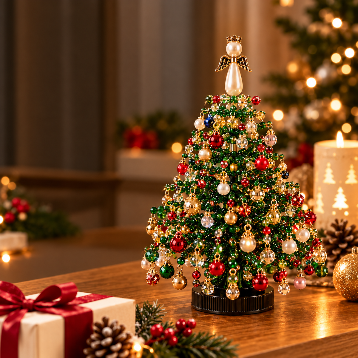 Sapin de Noël 3D en perles avec LED