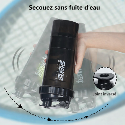Shaker Protéine 3 Compartiments Portable