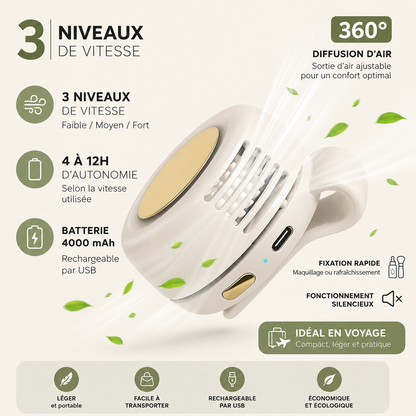 Mini Ventilateur Portable Rechargeable – Silencieux & Compact