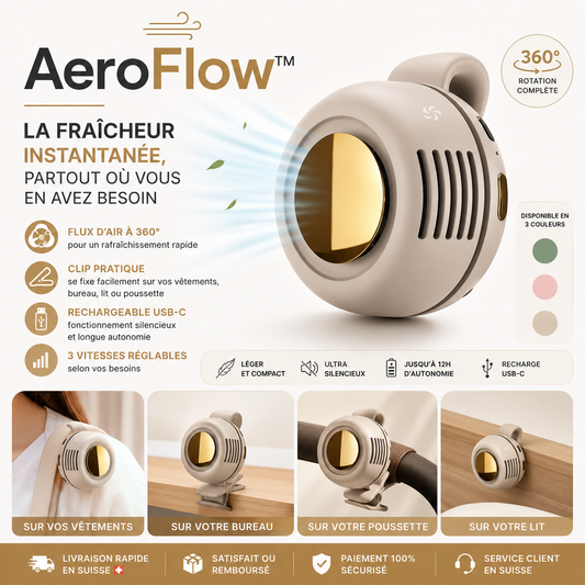 AeroFlow™ Mini Ventilateur Portable Rechargeable