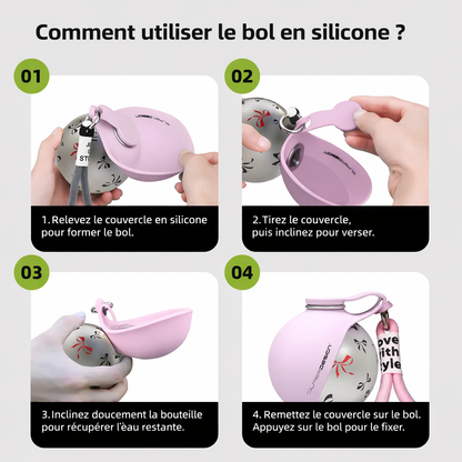 Gourde portable 2-en-1 pour chien -Idéale pour Promenade et Voyage