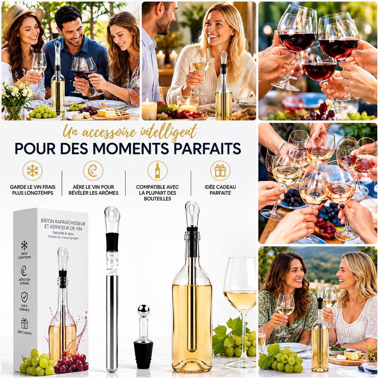 Bâton Refroidisseur de Vin 2-en-1 – Fraîcheur Parfaite à Chaque Verre