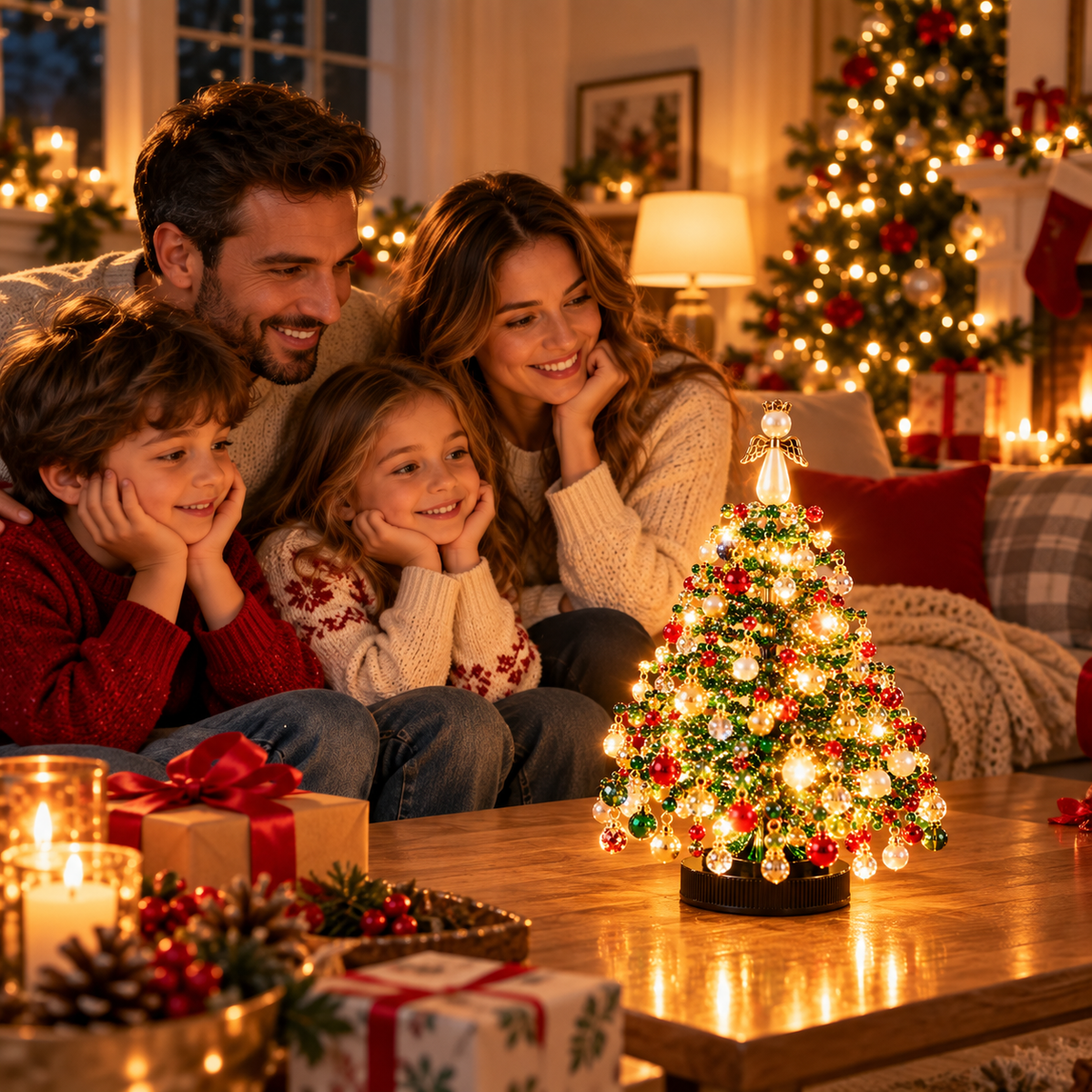 Sapin de Noël 3D en perles avec LED