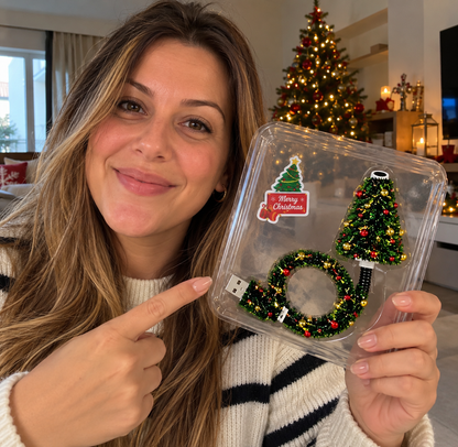 Projecteur de Noël USB en Forme de Sapin 6 Motifs Festifs