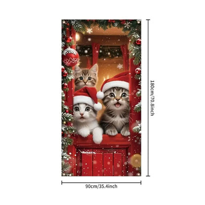 Décoration de porte de Noël avec animaux