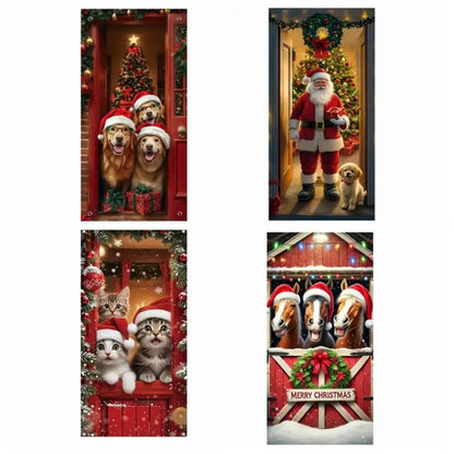 Décoration de porte de Noël avec animaux