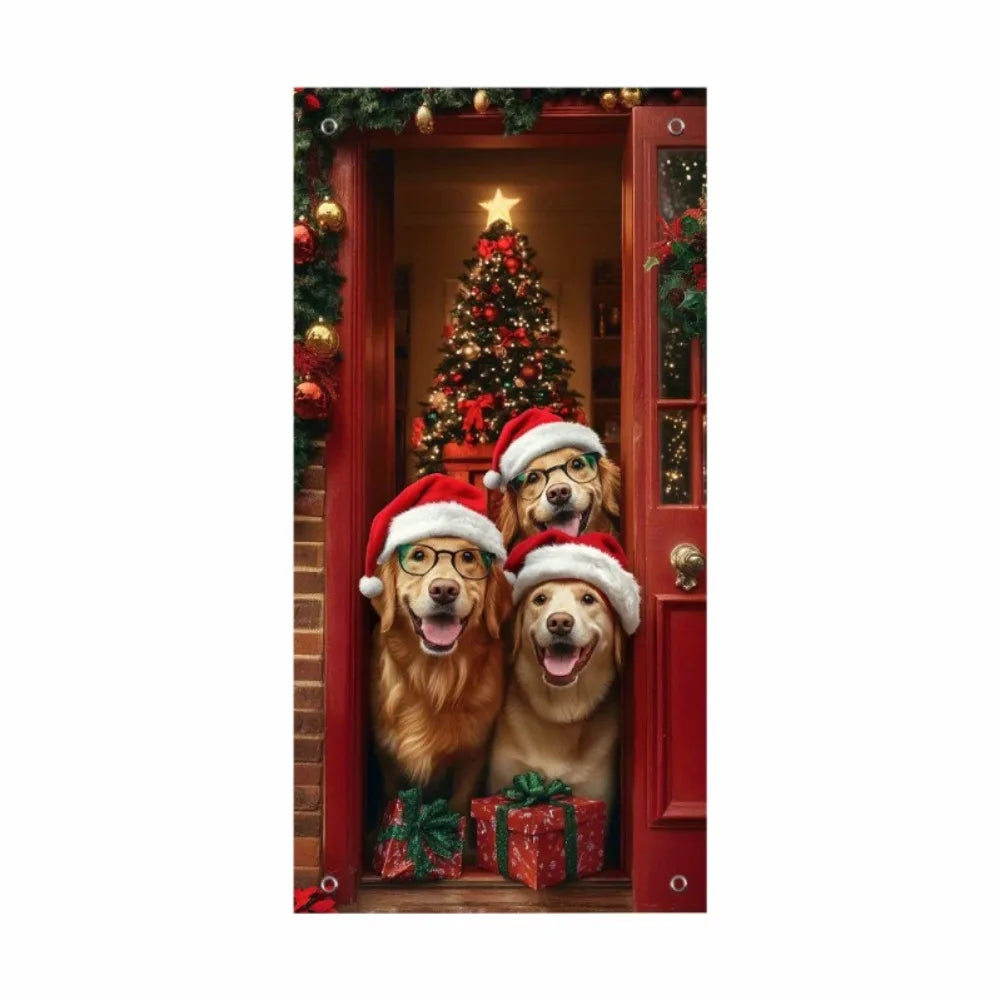Décoration de porte de Noël avec animaux