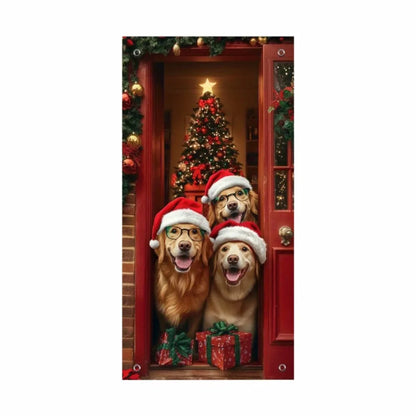 Décoration de porte de Noël avec animaux