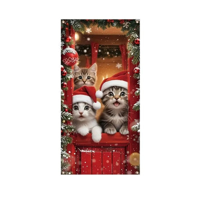 Décoration de porte de Noël avec animaux