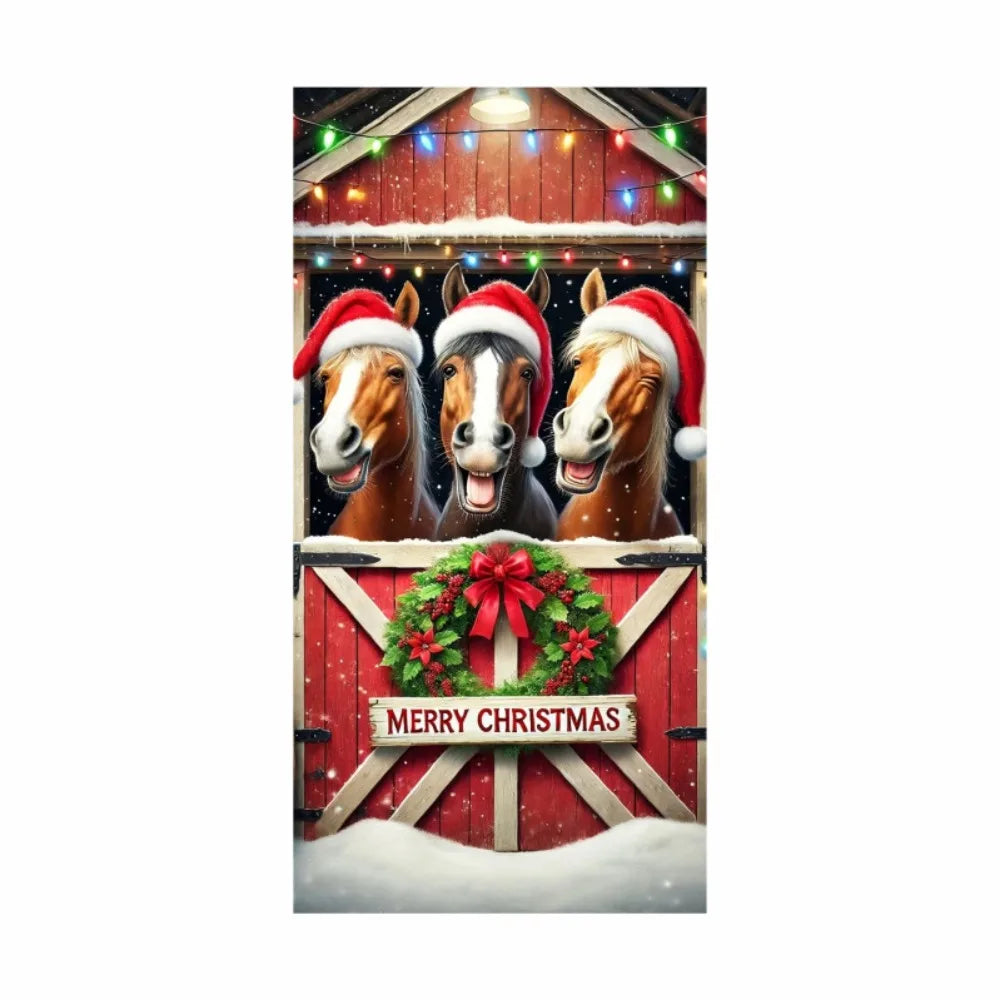 Décoration de porte de Noël avec animaux