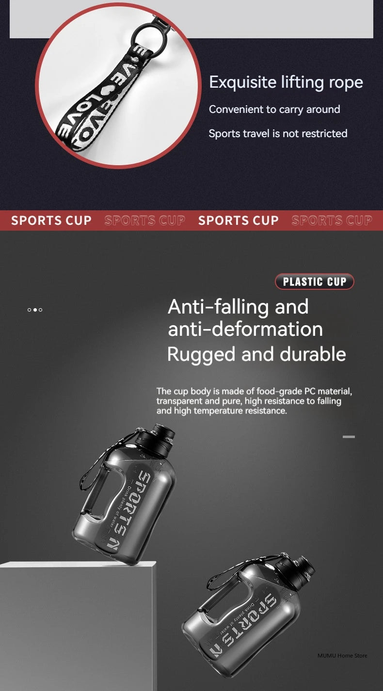 Bouteille d'Eau Sport 2.7L Grande Capacité - Gourde Fitness Gym