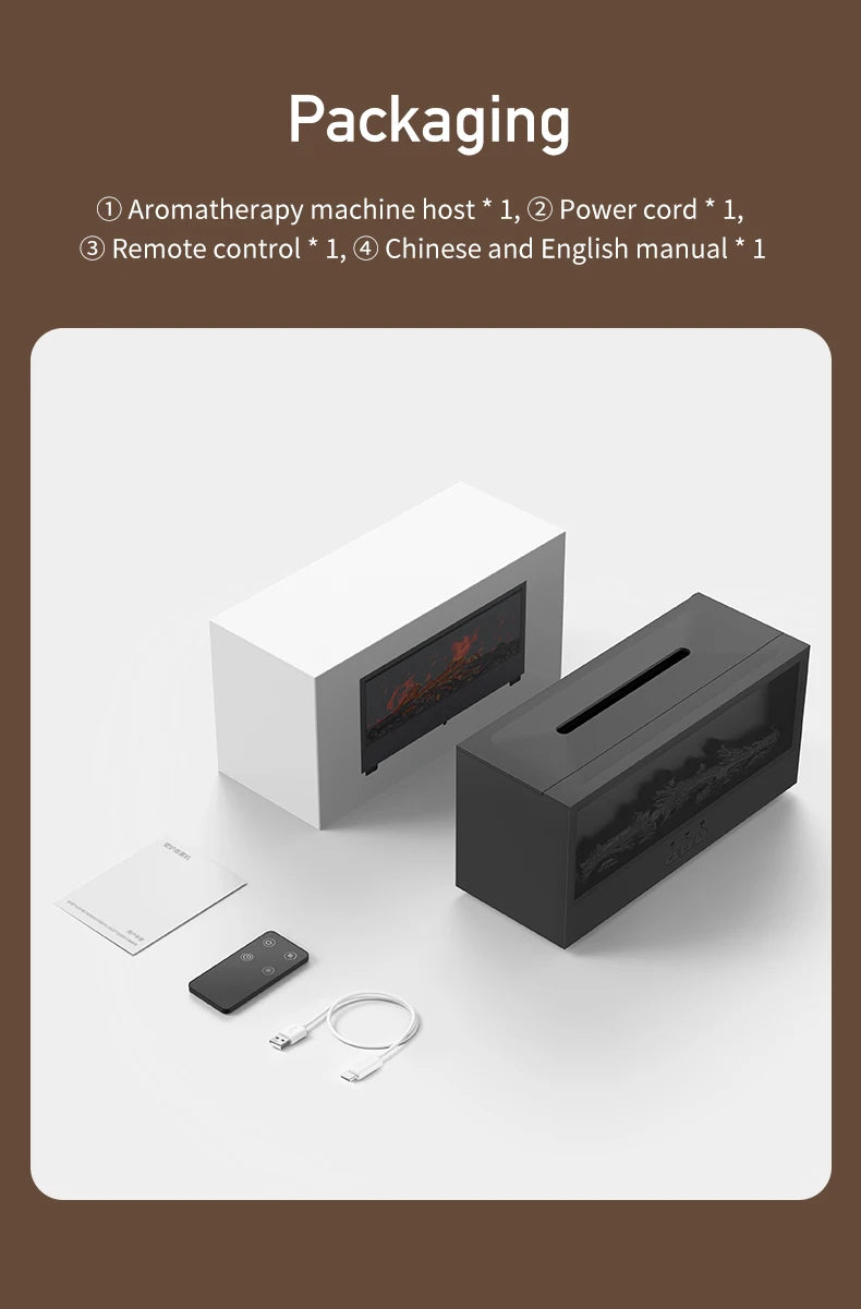 Humidificateur d’Air Effet Cheminée Sans Eau avec Télécommande et LED