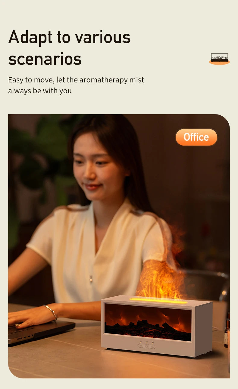 Humidificateur d’Air Effet Cheminée Sans Eau avec Télécommande et LED