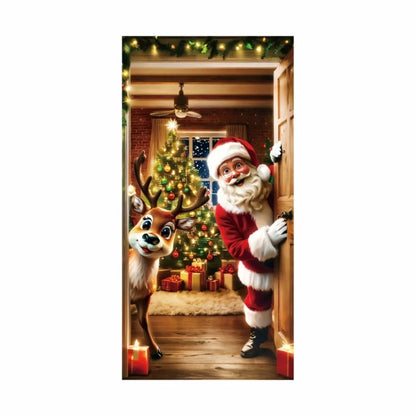 Décoration de porte de Noël avec animaux