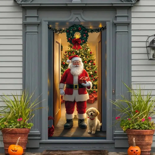 Décoration de porte de Noël avec animaux