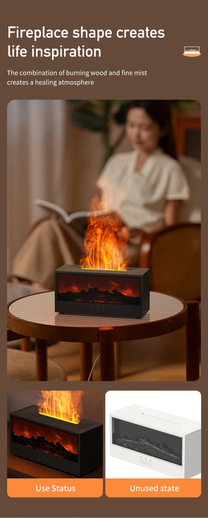 Humidificateur d’Air Effet Cheminée Sans Eau avec Télécommande et LED