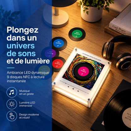 Magnet musical personnalisé avec éclairage LED chaleureux collé sur un frigo